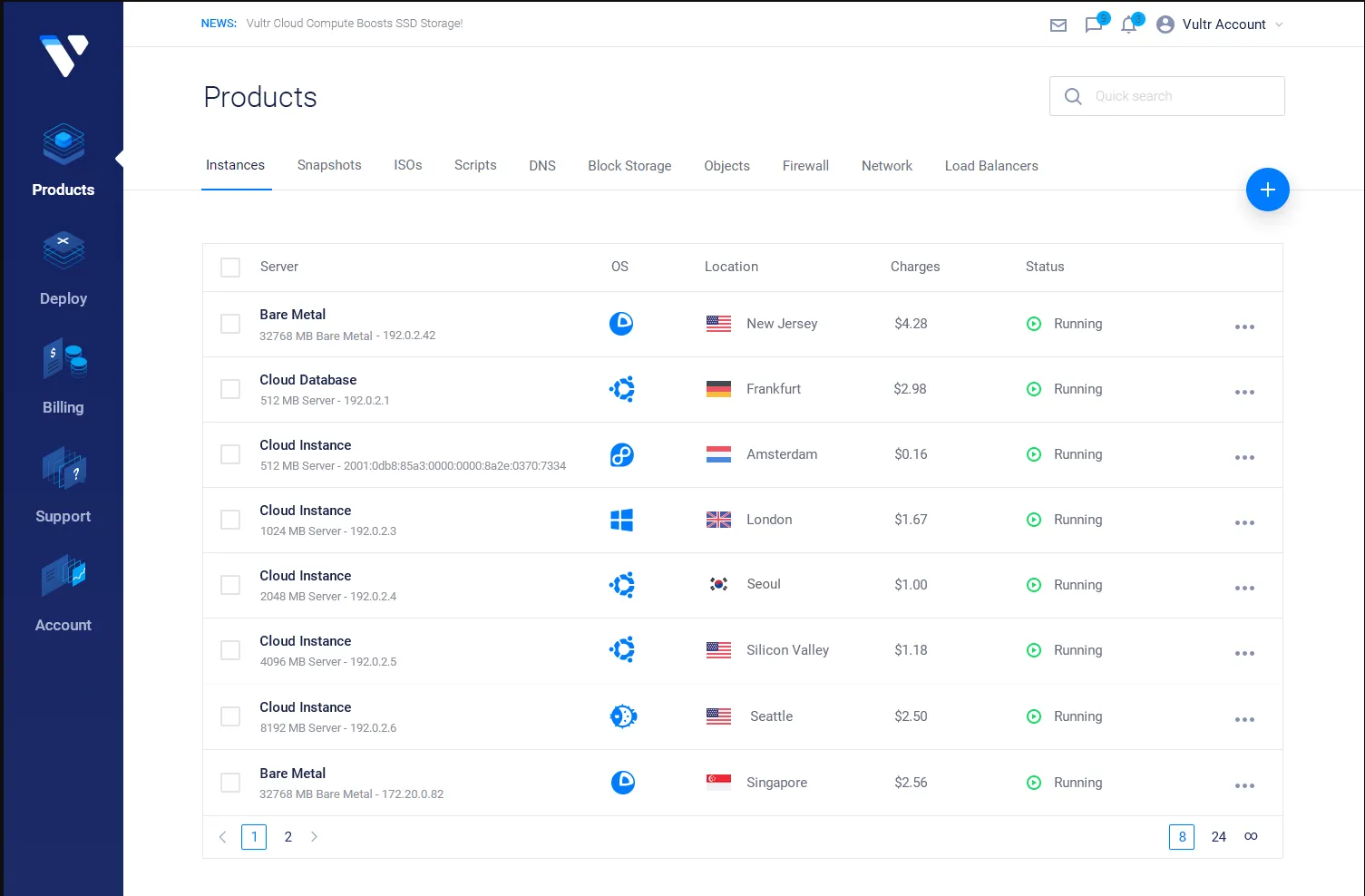 Vultr Cloud Dashboard