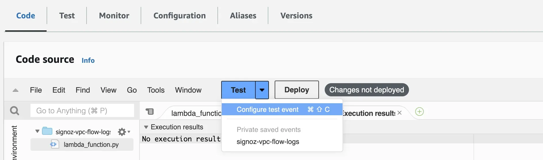 Configure test event