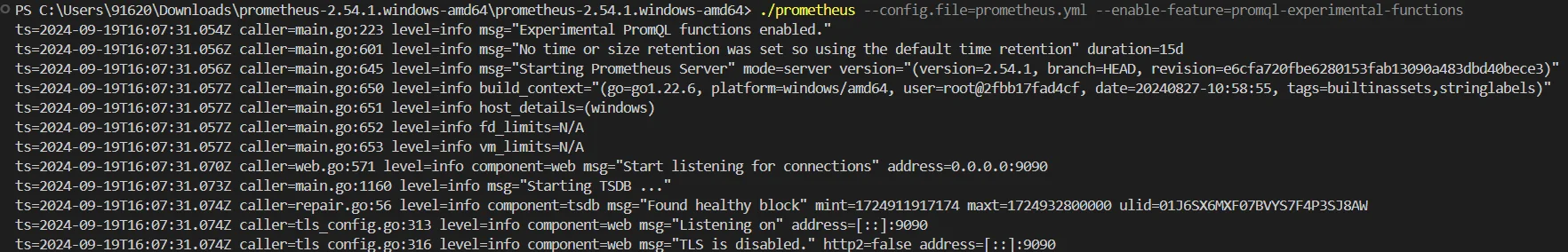 Enabling experimental feature on Prometheus