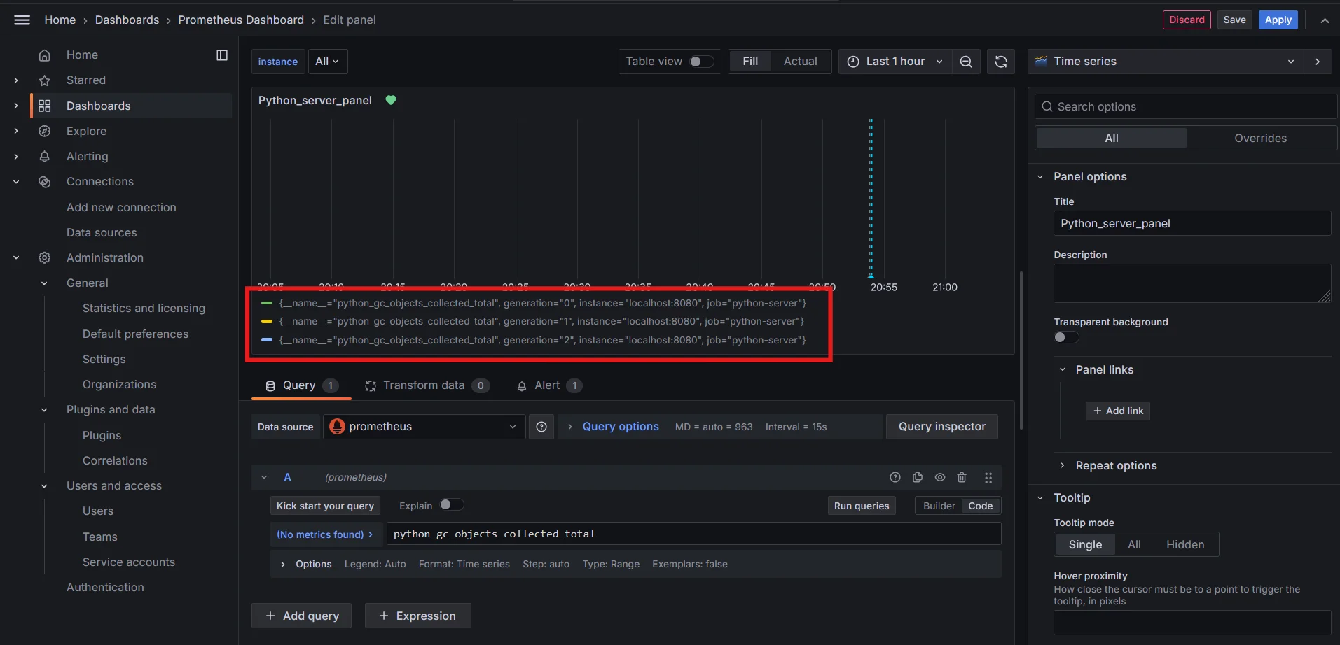 Legends in Grafana dashboard based on data collected from Prometheus